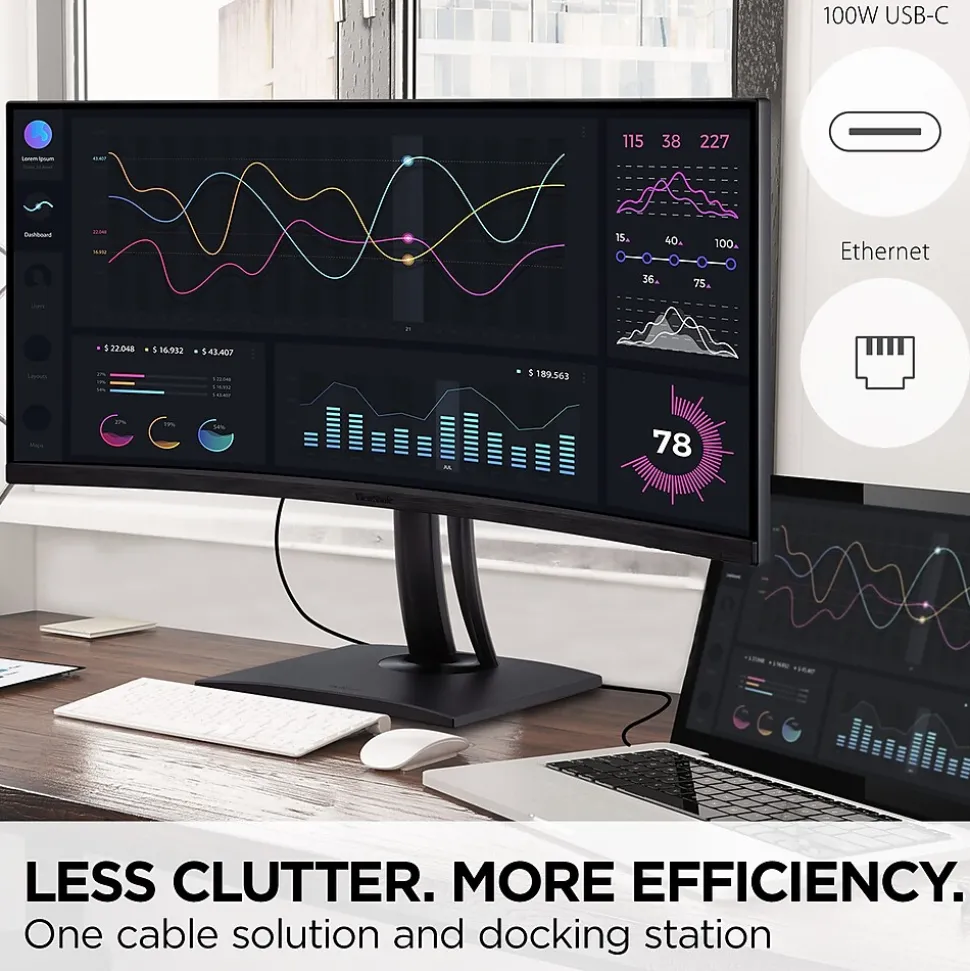 ViewSonic ColorPro 34" Curved 75Hz LED Monitor, Black (VP3456A)