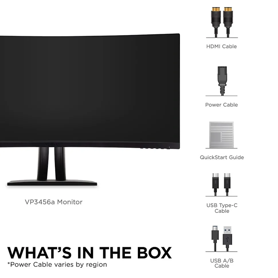 ViewSonic ColorPro 34" Curved 75Hz LED Monitor, Black (VP3456A)