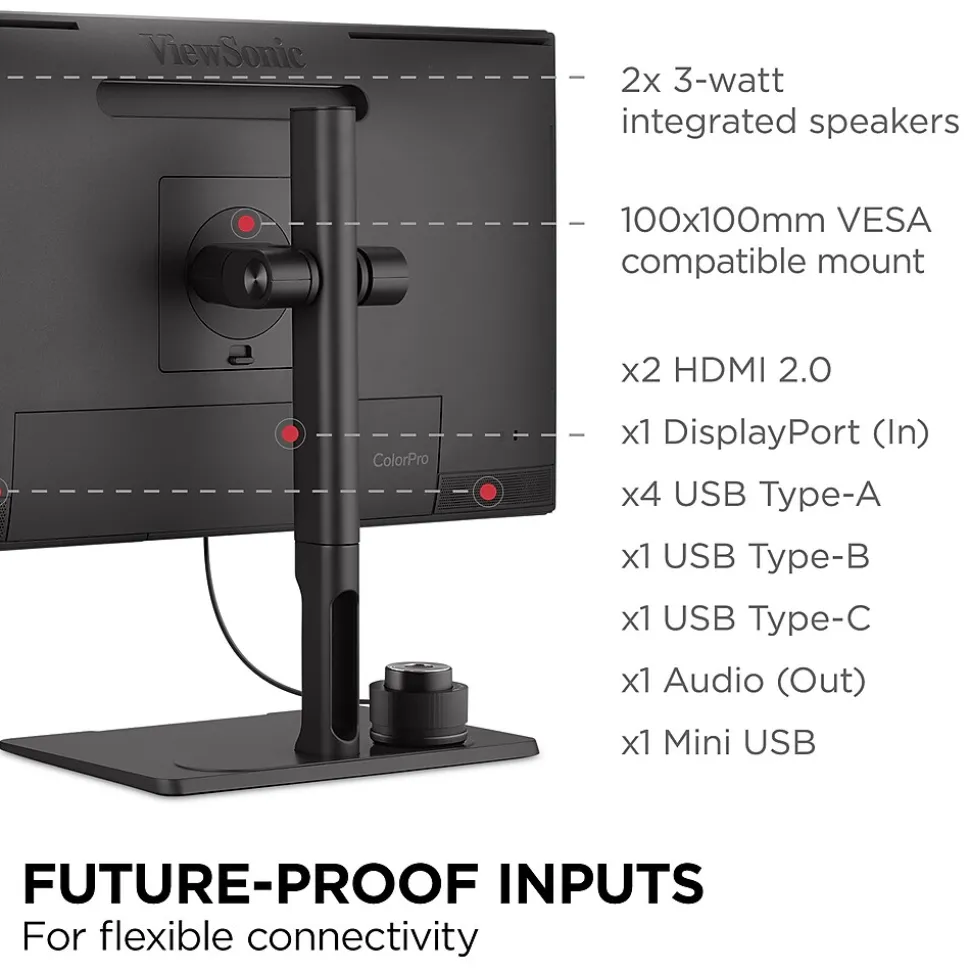 ViewSonic ColorPro 27" 4K Ultra HD 60 Hz LED Monitor, Black (VP2786-4K)