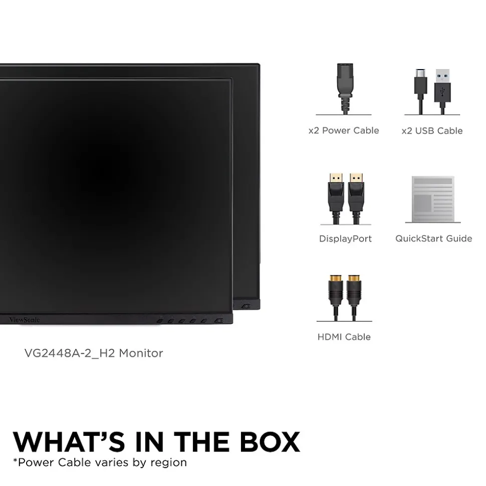 ViewSonic Dual Pack Head-Only 24" 60Hz LCD Monitor, Black (VG2448A-2_H2)