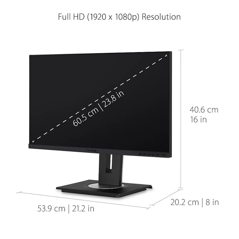 ViewSonic Ergonomic 24" 1080P 60Hz LCD Monitor, Black (VG2456)