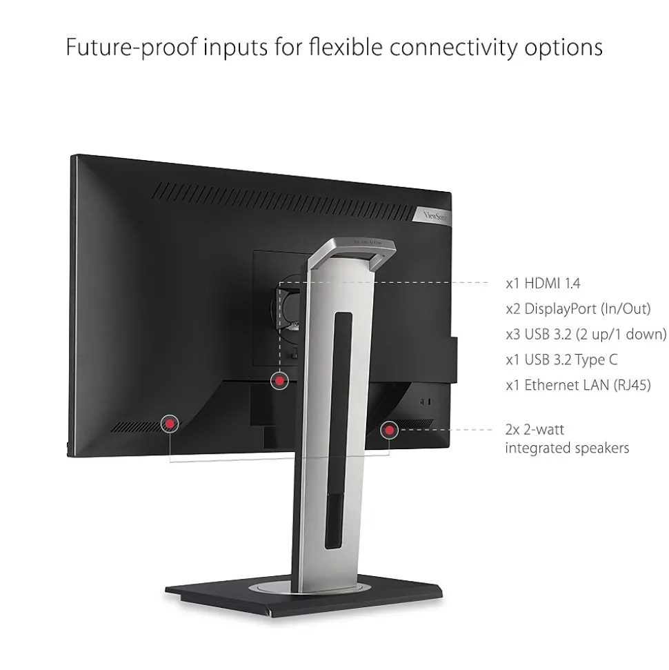 ViewSonic Ergonomic 24" 1080P 60Hz LCD Monitor, Black (VG2456)