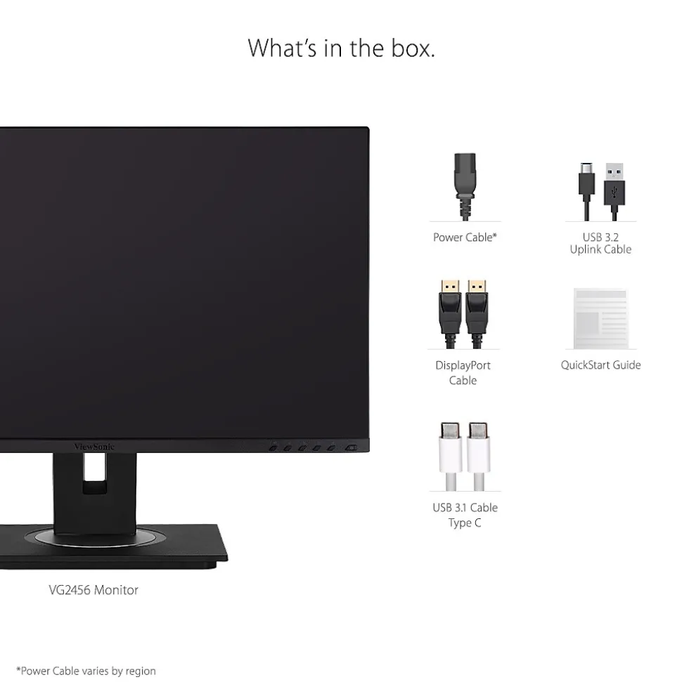 ViewSonic Ergonomic 24" 1080P 60Hz LCD Monitor, Black (VG2456)