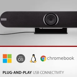 Viewsonic 4K (3840 x 2160) Wide-Angle Conference Webcam, 8 Megapixels, Black (VB-CAM-201)