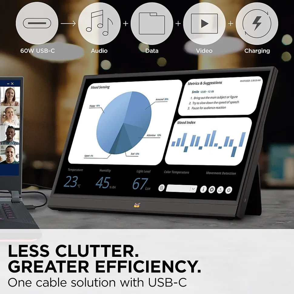 ViewSonic Portable 16" 60 Hz LED Monitor, Black (VA1655)