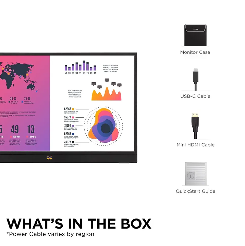 ViewSonic Portable 16" 60 Hz LED Monitor, Black (VA1655)