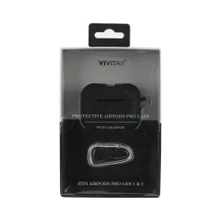 Vivitar Case with Carabiner for AirPods Pro, Black (V90023BLKSTK12)
