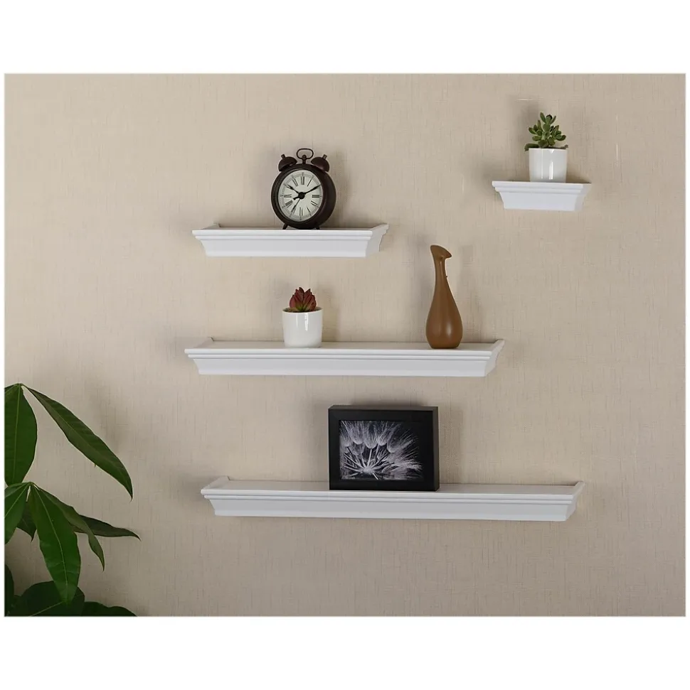 V-Light Wall Shelves, White, 4/Pack (VW141003W)