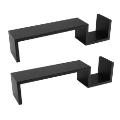 V-Light Wall-Mounted Shelf, 21.5", Black, 2/Pack (VW161008B)