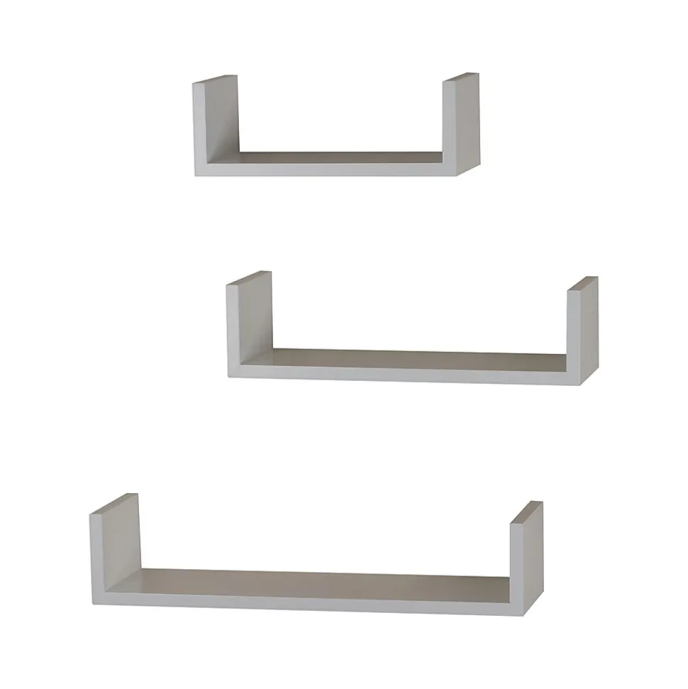 V-Light Wood Wall-Mounted Shelves, White, 3/Pack (VW161011W)