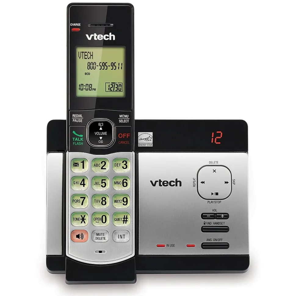 VTech Cordless Phone with Digital Answering, Silver/Black (CS5129)