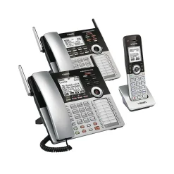 VTech Small Business 80-0327-00 4-Line Cordless Phone System, Silver/Black
