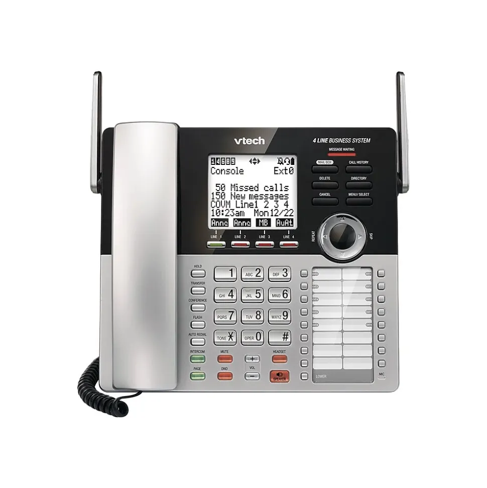 VTech Small Business System 4-Line Phone with Digital Answering, Silver/Black (CM18445)
