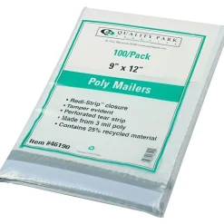 9"W x 12"L Redi-Strip Poly Mailers, White, 100/Pack (QUA46190)