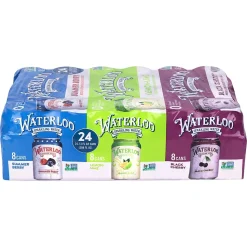 Waterloo Sparkling Water Variety Pack, 12 oz, 24/Pack (220-02411)