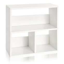 Way Basics 24.8"H Collins Cubby Bookcase, Organizer and Modern Eco Storage Shelf, White (WB-2SHELF-3-WE)