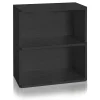 Way Basics 24.7"H Webster 2-Shelf Bookcase Organizer and Modern Eco Storage Shelf Unit, Black Wood Grain (WB-2SHELF-BK)