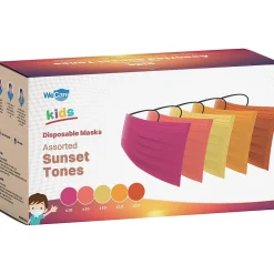 WeCare Disposable Face Masks, Kids, Assorted Sunset Tones, 50/Pack (WMN100137)