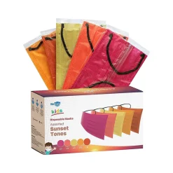 WeCare Disposable Face Masks, Kids, Assorted Sunset Tones, 50/Pack (WMN100137)