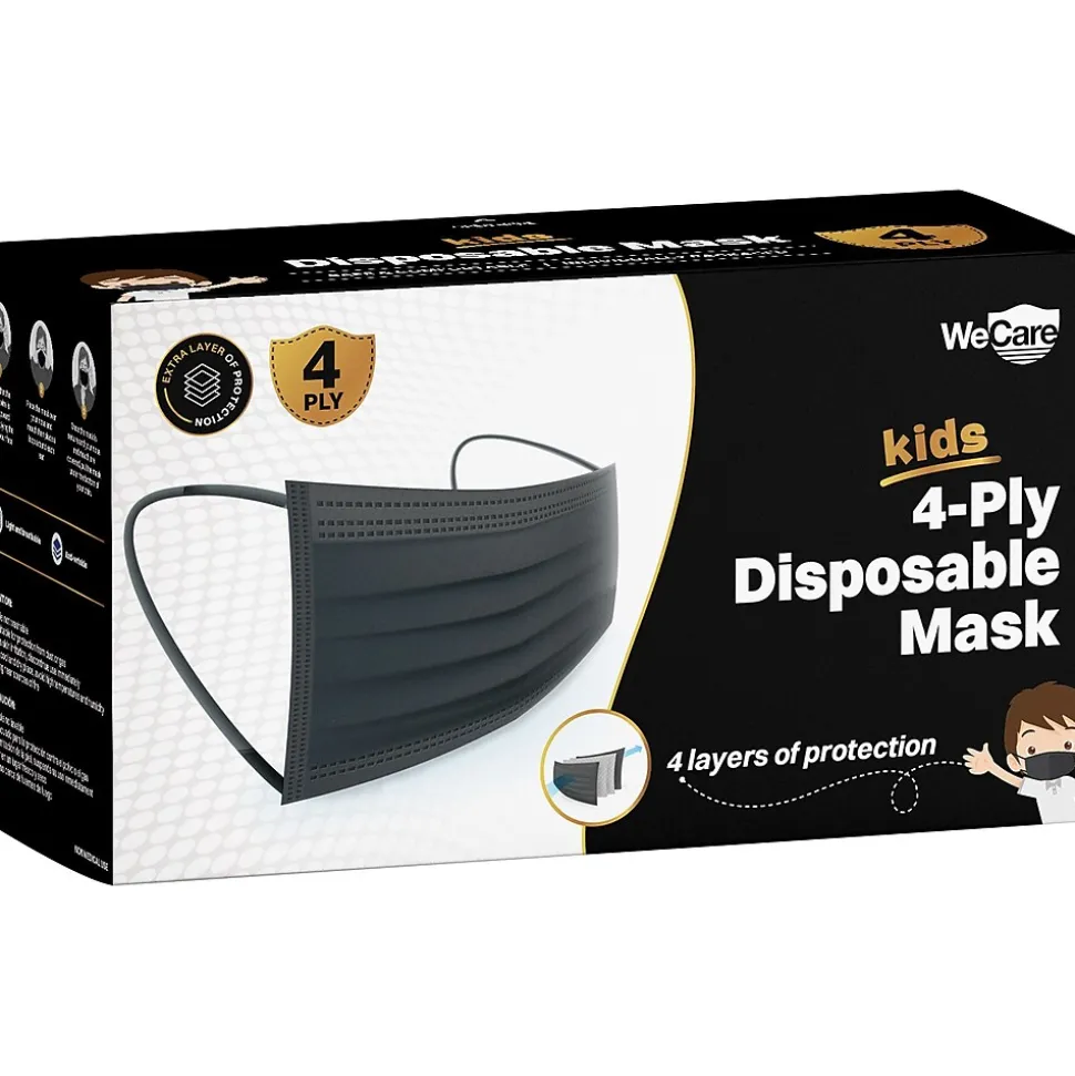 WeCare Disposable Face Mask, Kids, Black, 50/Pack (WMN100124)