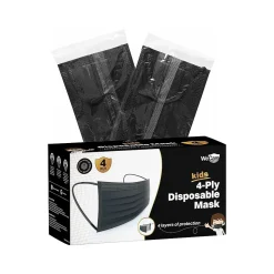 WeCare Disposable Face Mask, Kids, Black, 50/Pack (WMN100124)