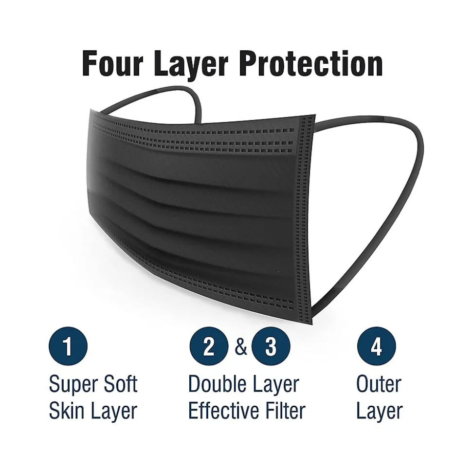 WeCare Disposable Face Mask, Kids, Black, 50/Pack (WMN100124)