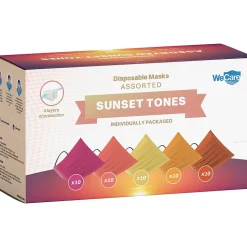 WeCare Disposable Face Masks, Assorted Sunset Tones, 50/Pack (WMN100134)