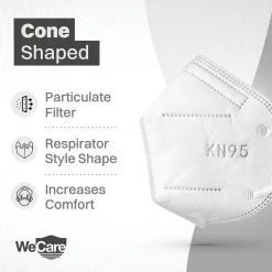 WeCare Disposable KN95 Face Mask, Adult, White, 20 Masks/Box, 50 Boxes/Pack (TBN202737)