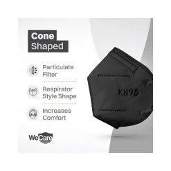 WeCare Disposable KN95 Face Mask, Adult, Black, 20 Masks/Box, 50 Boxes/Pack (TBN202937)