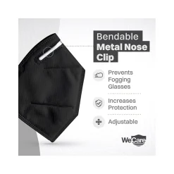WeCare Disposable KN95 Face Mask, Adult, Black, 20 Masks/Box, 50 Boxes/Pack (TBN202937)