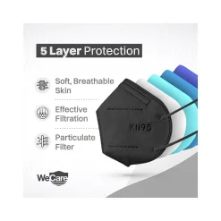WeCare Disposable KN95 Face Mask, Adult, Black, 20 Masks/Box, 50 Boxes/Pack (TBN202937)