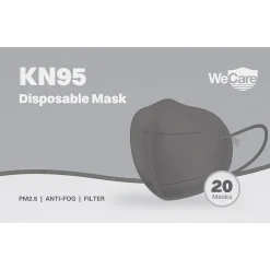 WeCare Disposable KN95 Face Mask, Adult, Dark Gray, 20/Pack (WCKN100)