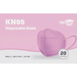 WeCare Disposable KN95 Face Mask, Adult, Pink, 20/Pack (WCKN109)