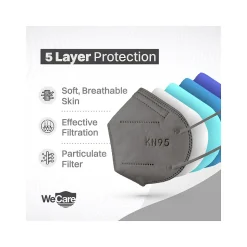 WeCare Disposable KN95 Face Mask, Adult, Dark Gray, 20 Masks/Box, 50 Boxes/Pack (TBN203231)