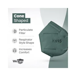 WeCare Disposable KN95 Face Mask, Adult, Dark Green, 20 Masks/Box, 3 Boxes/Pack (TBN203227)