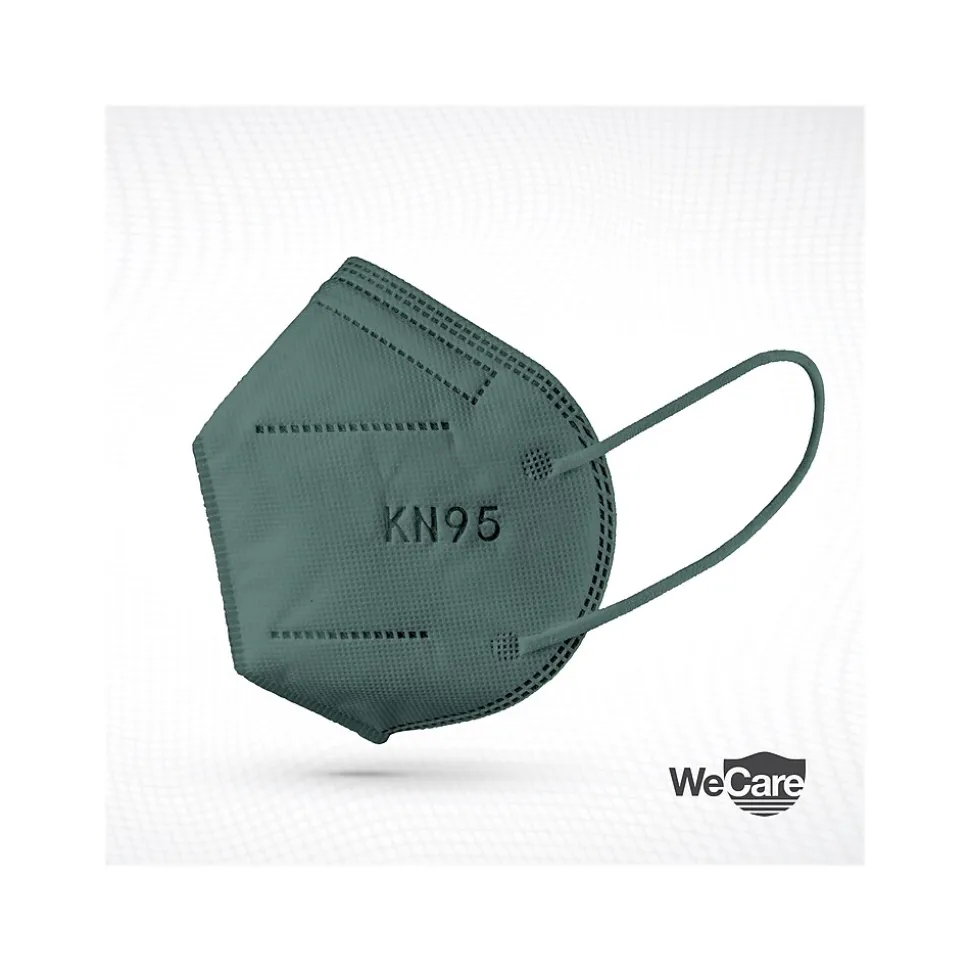 WeCare Disposable KN95 Face Mask, Adult, Dark Green, 20 Masks/Box, 50 Boxes/Pack (TBN203232)