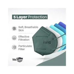 WeCare Disposable KN95 Face Mask, Adult, Dark Green, 20 Masks/Box, 50 Boxes/Pack (TBN203232)