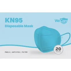 WeCare Disposable KN95 Face Mask, Adult, Blue, 20/Pack (WCKN97)