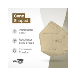 WeCare Disposable KN95 Face Masks, One Size, Assorted Earth Tones, 20/Pack, 3 Packs/Carton (TBN203258)