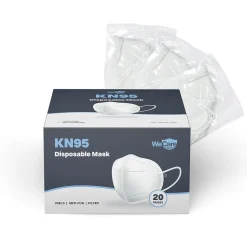 WeCare KN95 Disposable Face Mask, Adult, White, 20 Masks/Box, 3 Boxes/Pack (TBN202718)