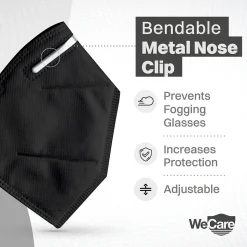 WeCare KN95 Disposable Face Mask, Adult, Black, 20 Masks/Box, 3 Boxes/Pack (TBN202934)