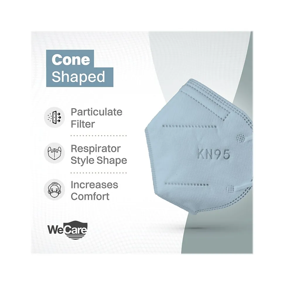 WeCare Ocean Tones Disposable KN95 Fabric Face Masks, One Size, Assorted Colors, 20/Pack, 50 Packs/Carton (TBN203261)
