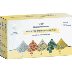 WeCare 3-ply Disposable Face Masks, Individually Wrapped, Adult, Assorted Spring Prints, 50/Box (WMN100079)
