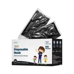 WeCare 3-ply Disposable Face Mask, Individually Wrapped Kids, Black, 50/Box (WMN100031)