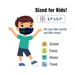 WeCare 3-ply Disposable Face Mask, Kids, Green Plaid, 50/Box (WMN100049)