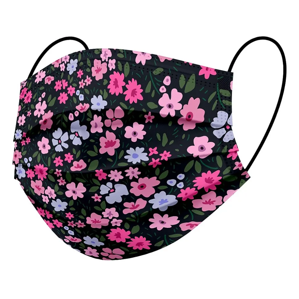 WeCare 3-ply Disposable Face Mask, Adult, Flowers, 50/Box (WMN100073)