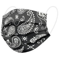 WeCare 3-ply Disposable Face Masks, Individually Wrapped, Adult, Red Bandana/Black Bandana, 50/Box (WMN100069)