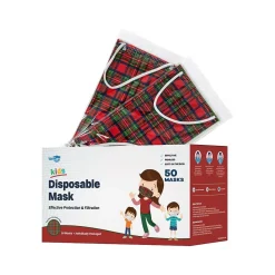 WeCare 3-ply Disposable Face Mask, Kids, Plaid, 50/Box (WMN100051)