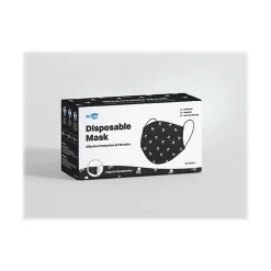 WeCare 3-ply Disposable Face Mask, Individually Wrapped, Adult, Black Skull Bones, 50/Box (WMN100096)