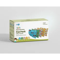 WeCare 3-ply Disposable Face Masks, Kids, Assorted Silly Face Designs, 50/Box (WMN100098)